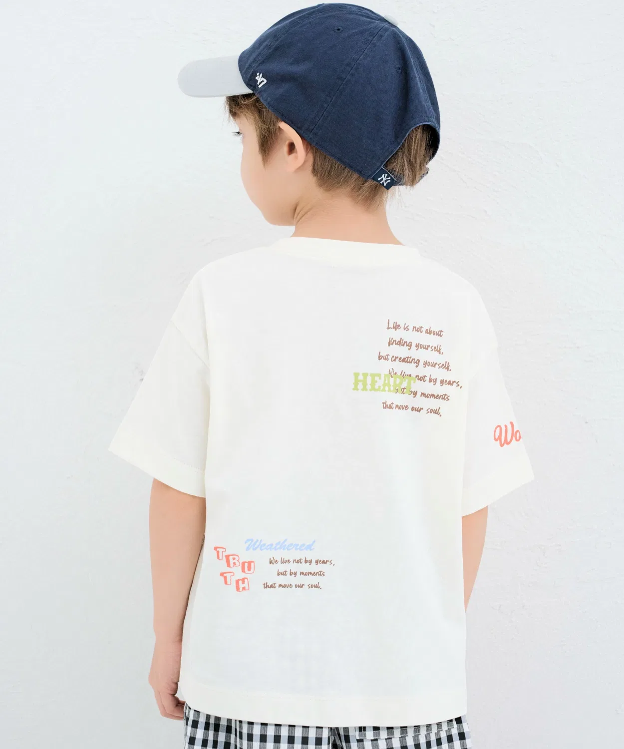 Детская футболка с принтом и коротким рукавом, модель Logo Print, pairmanon, Off White — фото 3