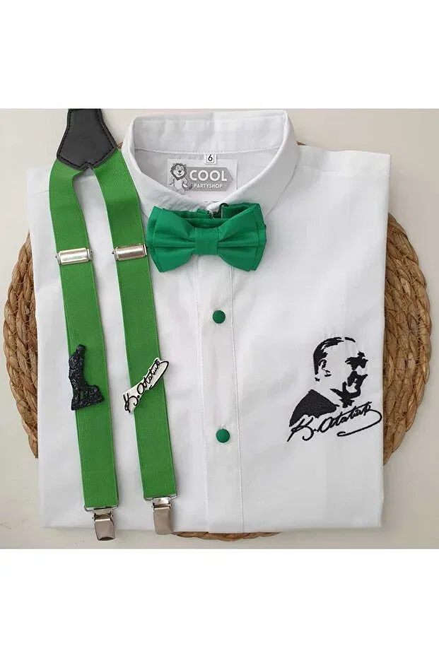 Детская рубашка для мальчиков с принтом Ataturk Figured Outfit Cool Partyshop, Green