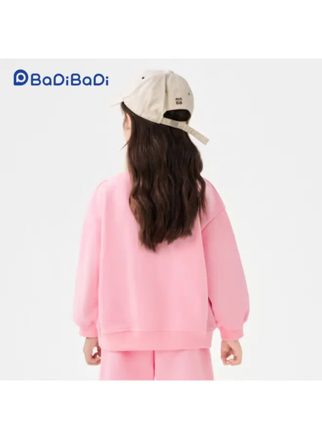 Свитшот с воротником с начесом, размер 110, Badibadi, розовый