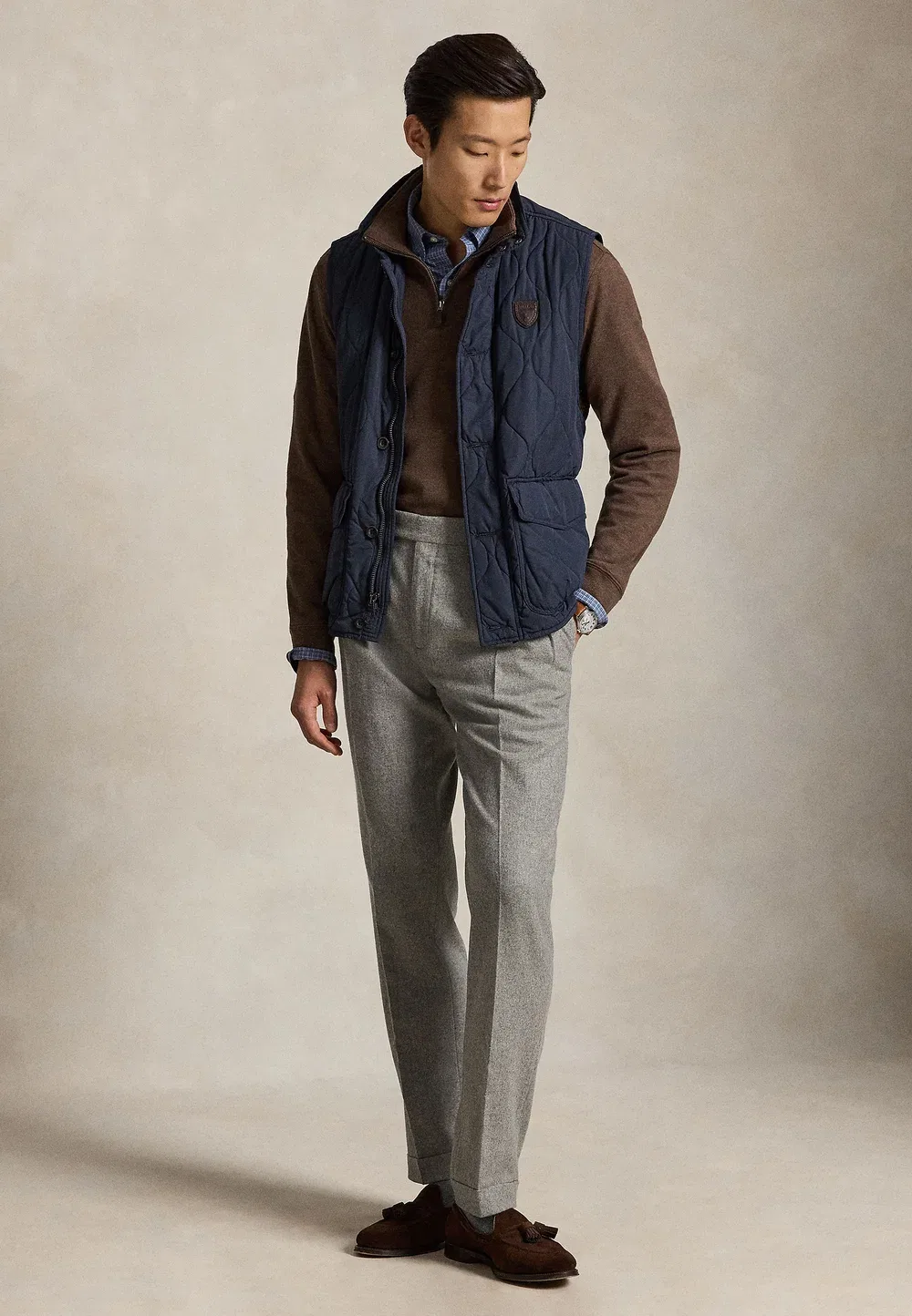 Толстовка с застежкой-молнией до середины груди Polo Ralph Lauren, Nutmeg Brown Heather — фото 2