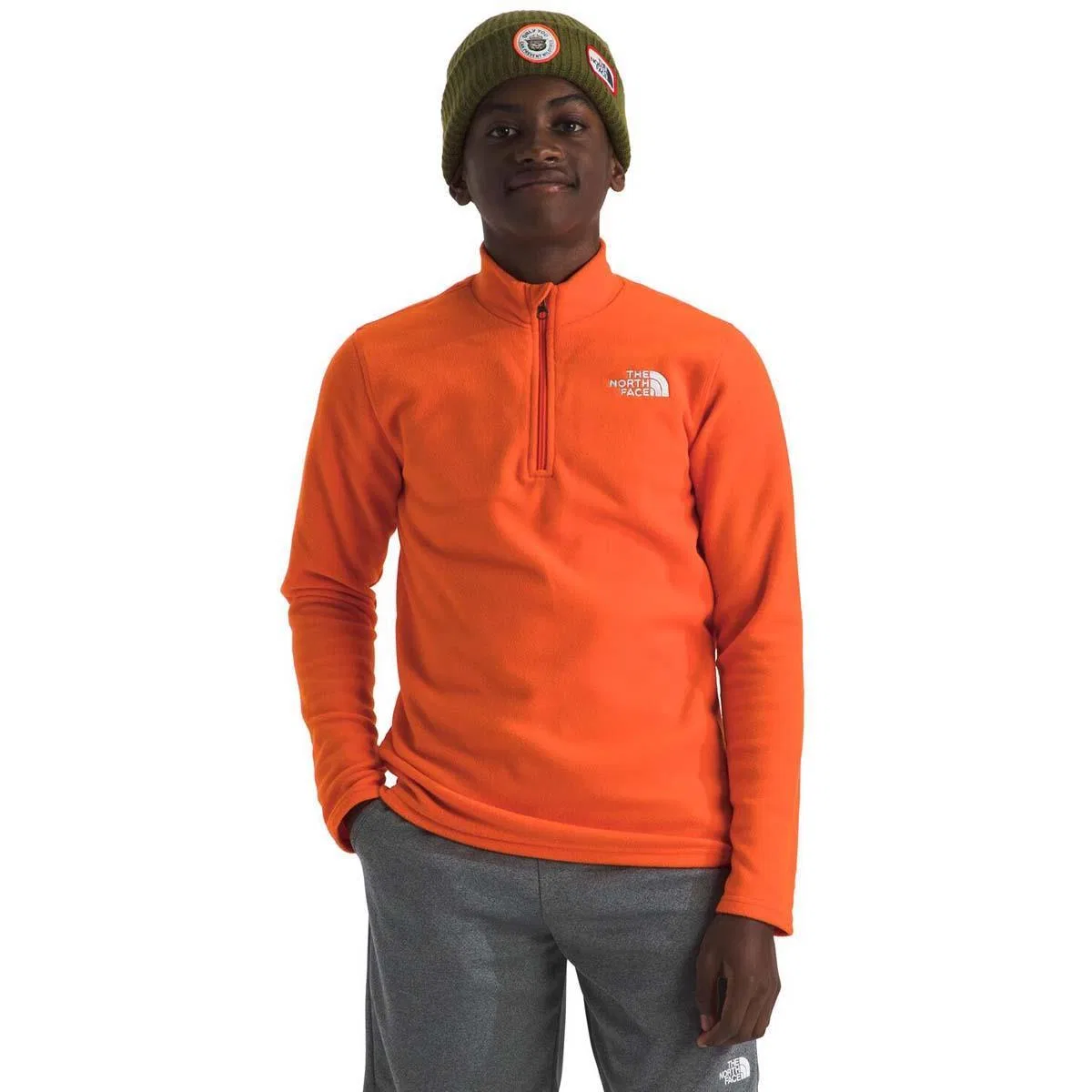 Свитшот с воротником-стойкой и четверть-молнией The North Face Teen Glacier, TNF Orange — фото 4