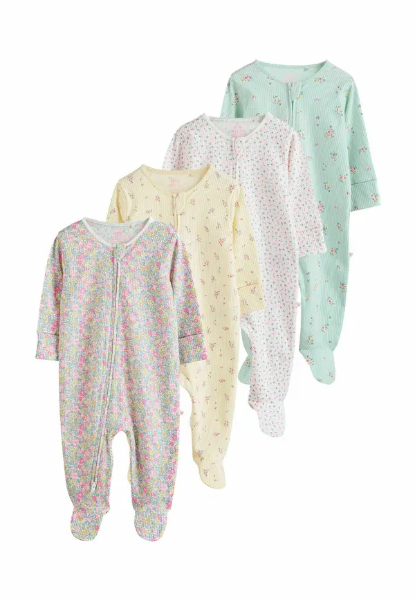 Комплект для сна из 4 предметов с цветочным узором Regular fit - two way zip 4 pack - sleep suit Next Pink, Yellow, желтый/розовый