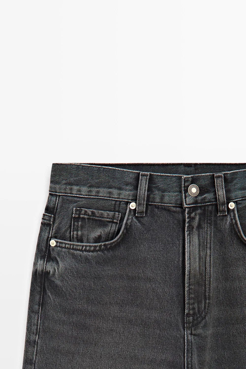 Джинсы Massimo Dutti High-Waist Wide-Leg, серый — фото 4