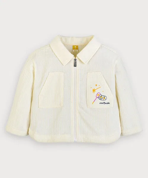 Детская куртка-блузон с вышивкой звезд Star Night Stencil Zip Jacket moimoln, Cream — фото 2