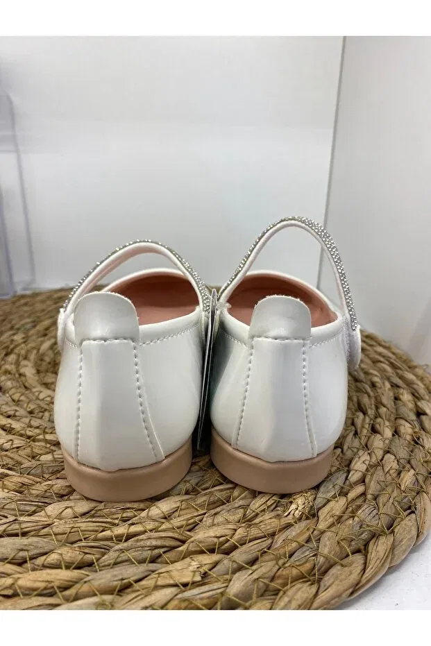 Детские балетки для девочек искусственная кожа Stoned ballerinas Maxxi, White — фото 3