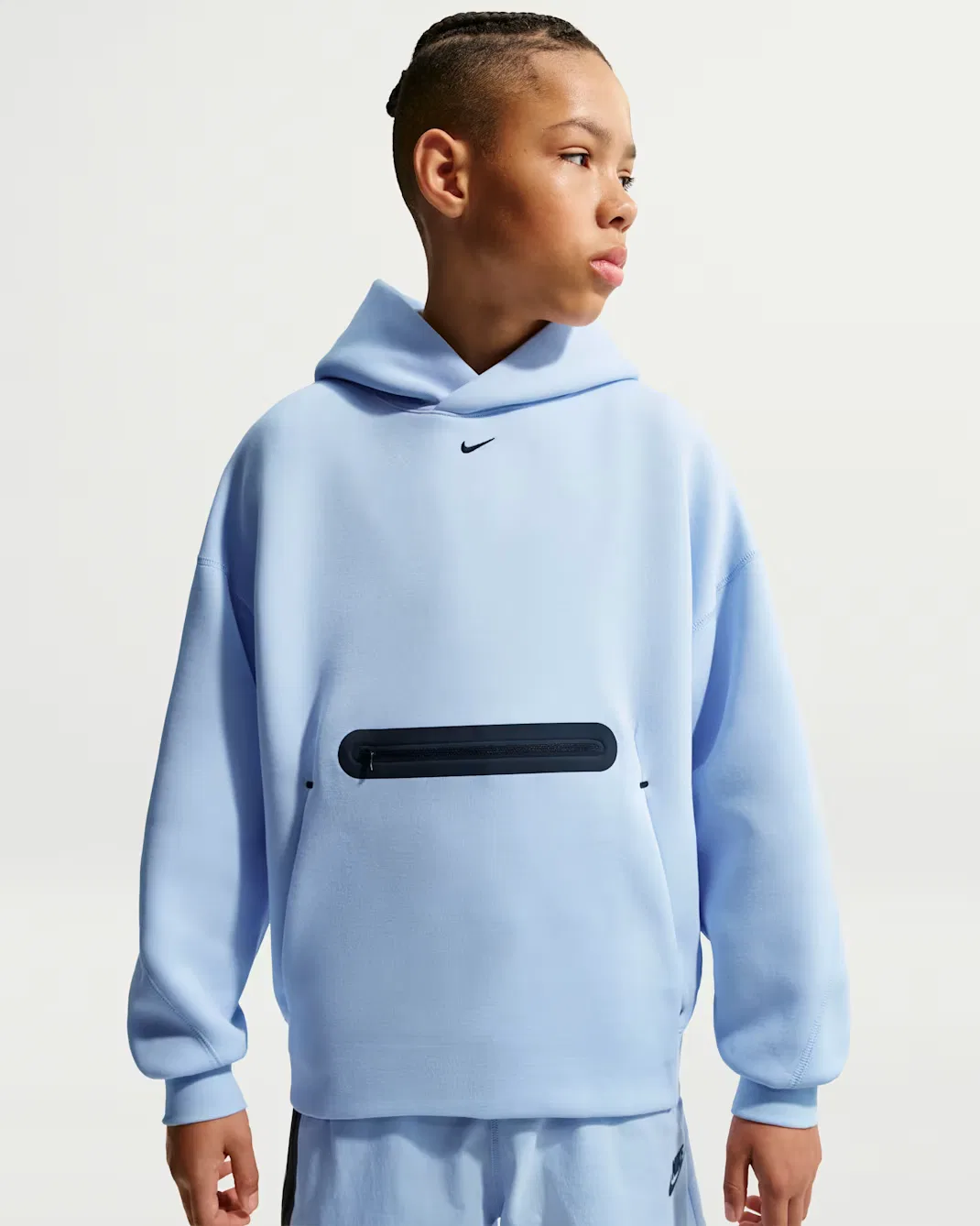 Толстовка с капюшоном большого размера для мальчиков (подростков) Nike Sportswear Tech Fleece, Hydrogen Blue/Black