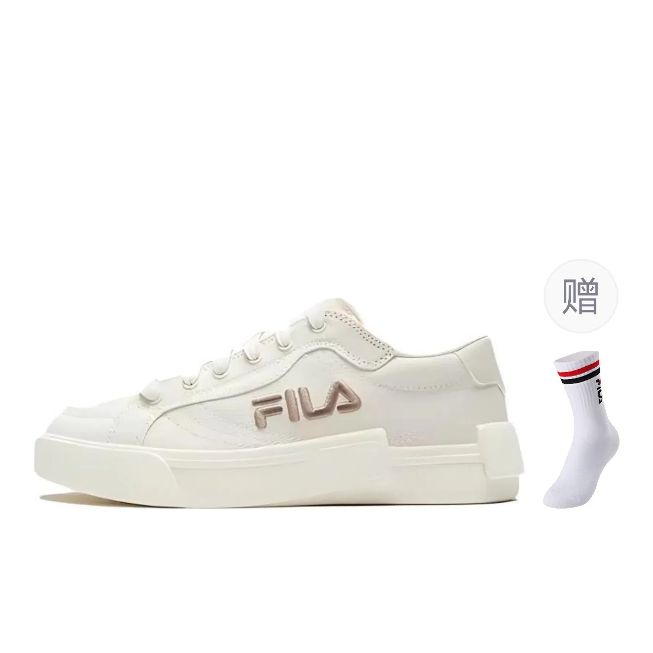 Детские кроссовки низкие для скейтбординга Pop Low FILA KIDS, Foam White/Milk White