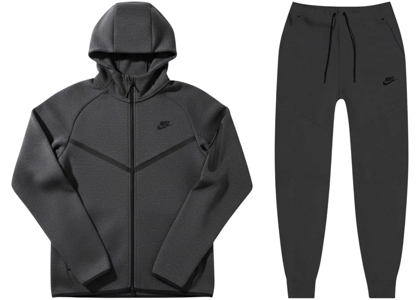 Мужской спортивный комплект из футера с капюшоном и брюками Nike Tech Fleece Windrunner, Black Heather/Black