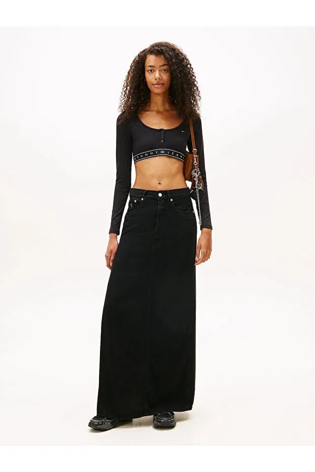 Женская укороченное футболка с длинным рукавом Tommy Hilfiger, Black — фото 3