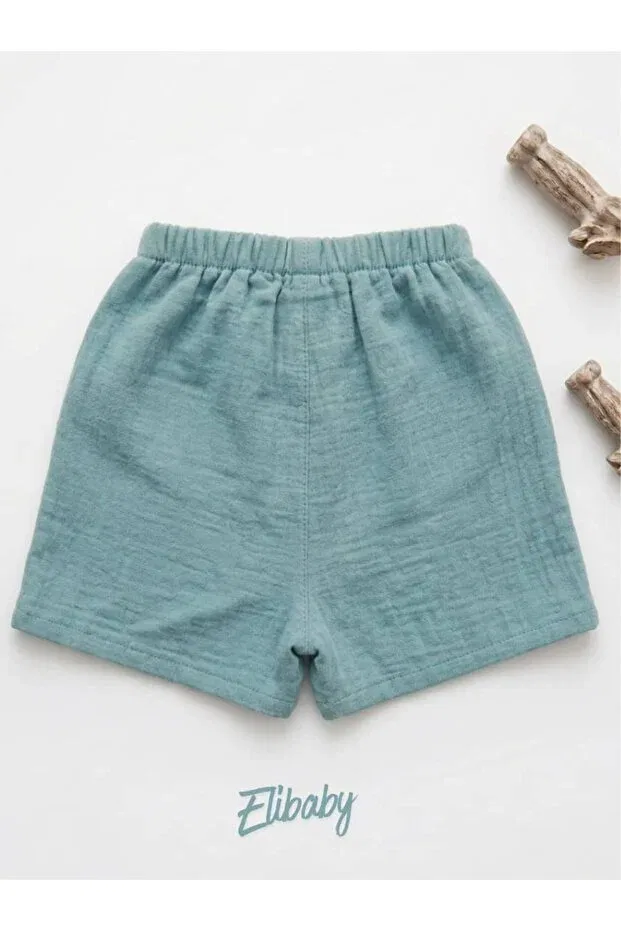 Детские шорты для девочек хлопковые Elibaby, Oil Blue — фото 4