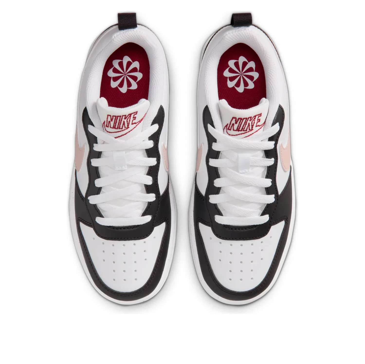 Детские кроссовки с кожаным верхом Court Borough Low SE 'White Black' Nike, White/Black/Soft Pink — фото 3