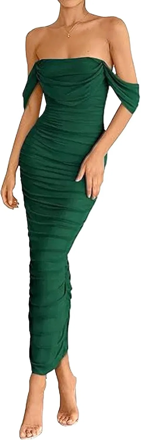 Женское вечернее платье с корсетом Off-Shoulder, Green