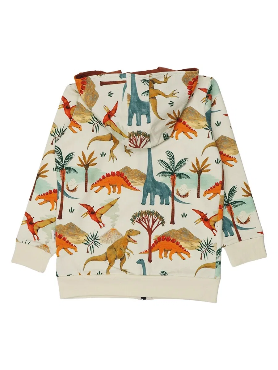 Худи на молнии Walkiddy 'Walkiddy - Dinasaur World Sweat Jacket' бежевого цвета — фото 2