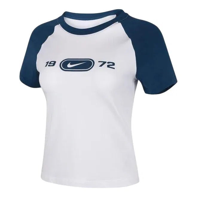 Женская футболка Sportswear Chill Knit Slim Graphic T-Shirt 'White Blue Force' Nike, White/Blue Force