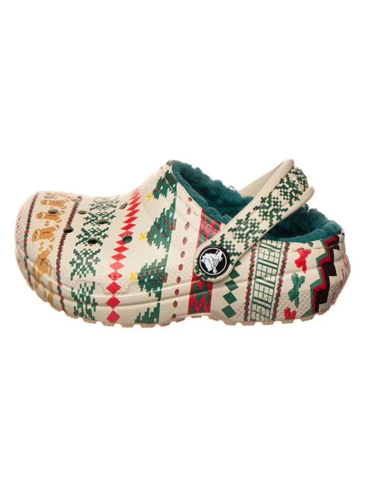 Сабо утепленные Lined Fair Isle Crocs, бежевый