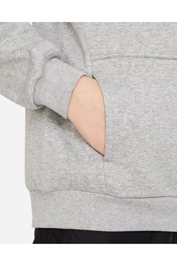 Детское худи для девочек из флиса Nike, Dk Grey Heather/(White) — фото 3