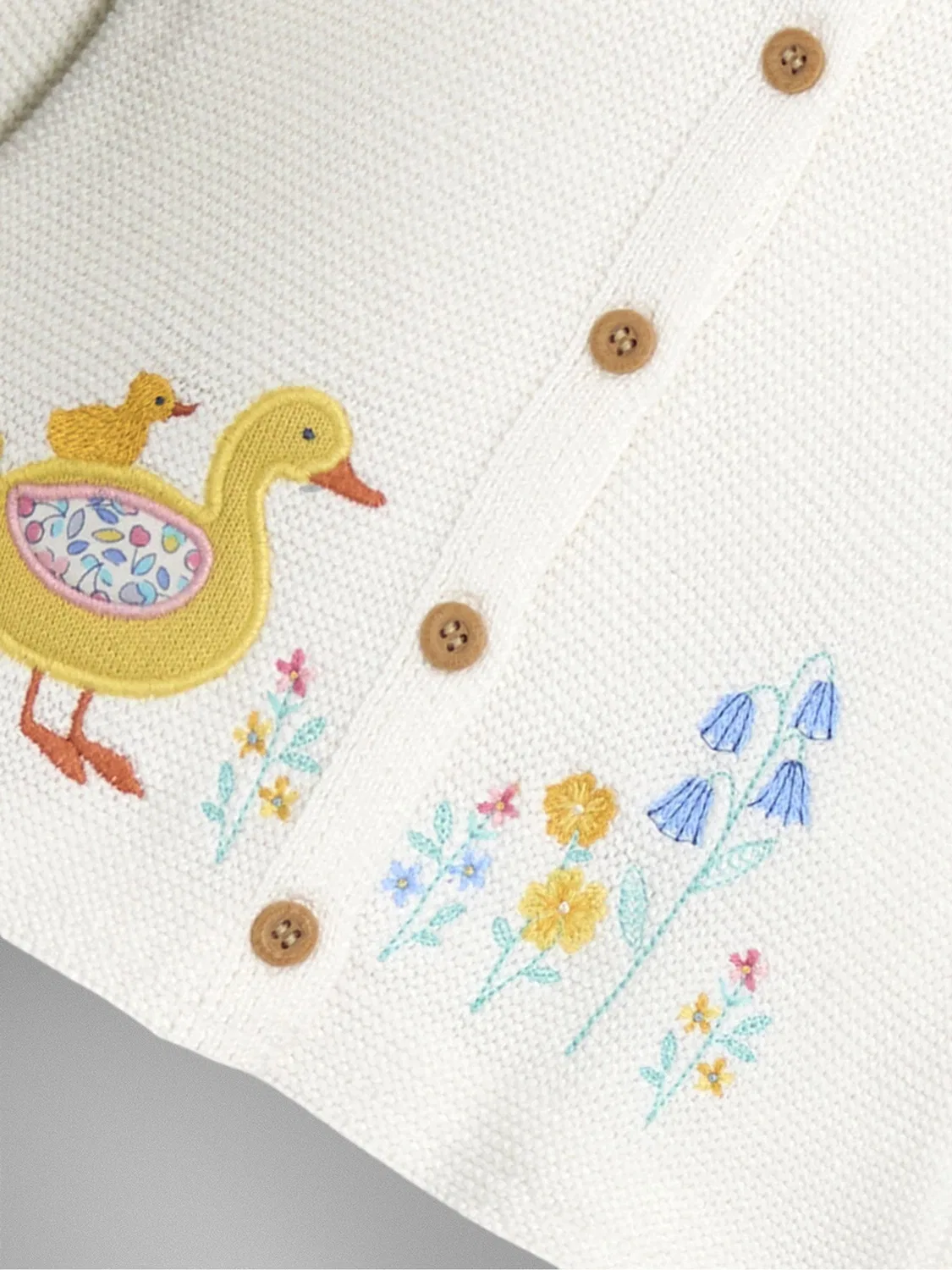 Кардиган с рюшами, Duck Floral Appliqué Jojo Maman Bébé, кремовый — фото 3