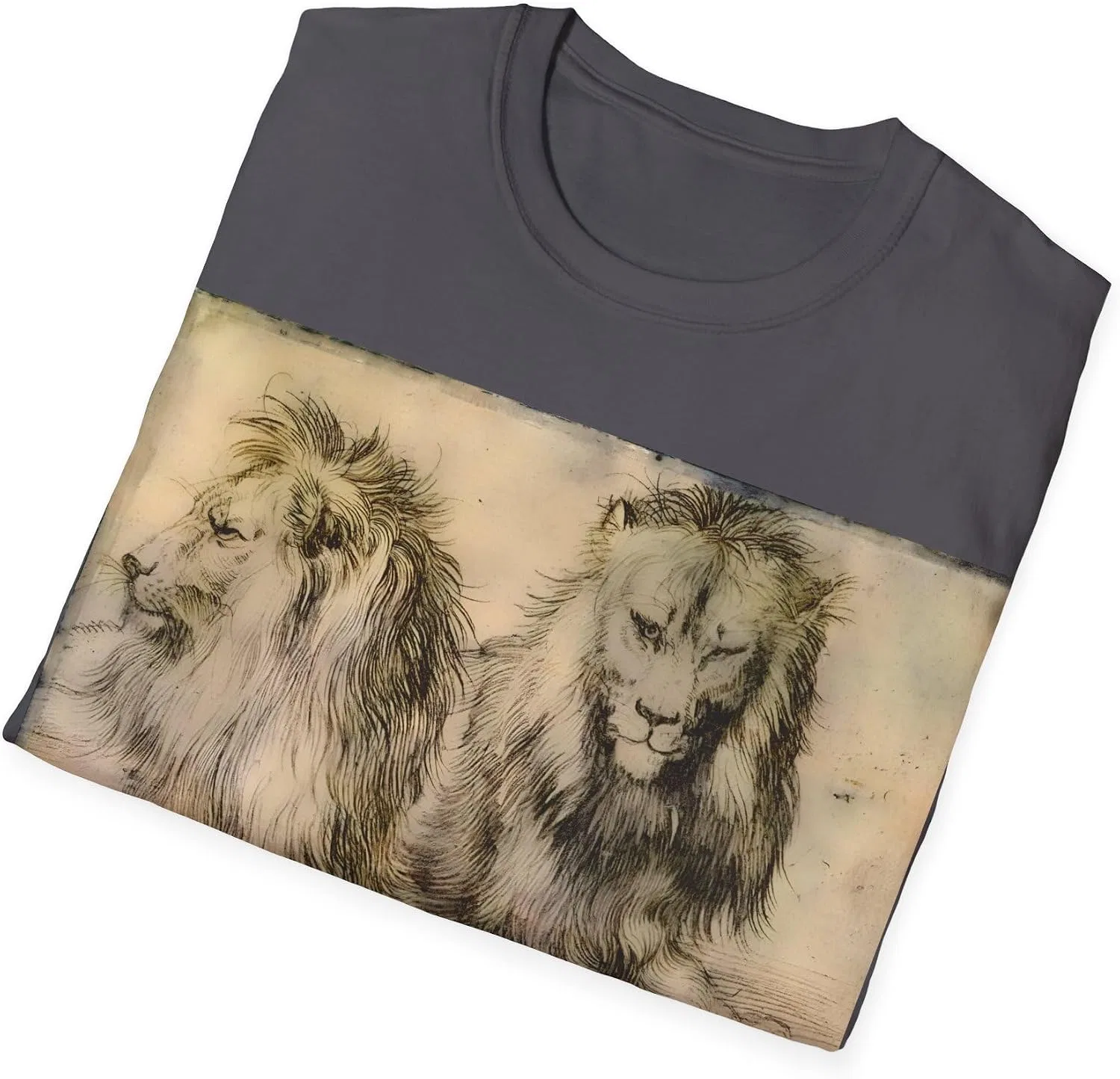Унисекс футболка с принтом Two Lions 1521, Charcoal — фото 4