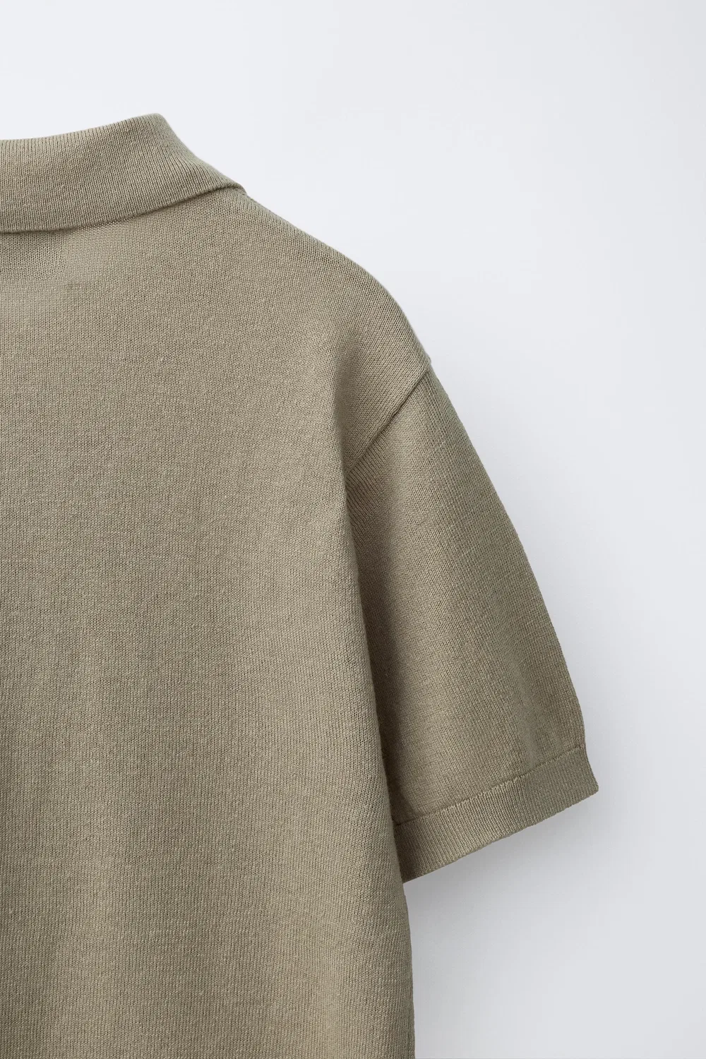 Поло из хлопка и льна ZARA, Light Khaki — фото 4
