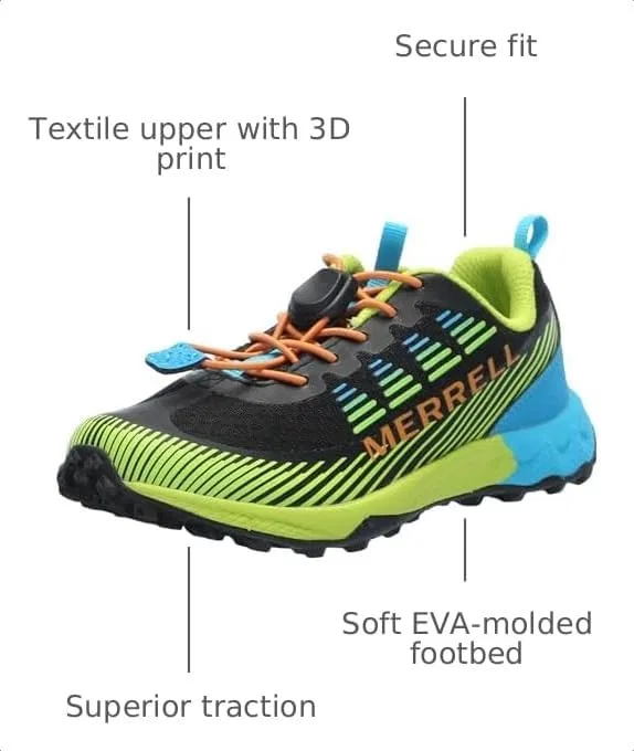Детские кроссовки для мальчиков Agility Peak Trail Merrell, Black/Citron/Cyan/Orange — фото 2