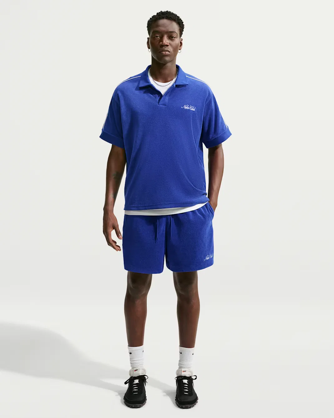 Мужские махровые шорты Nike Club, Deep Royal Blue/White/Phantom