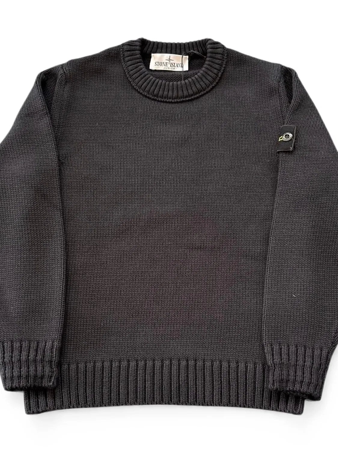 Свитер крупной вязки с нашивкой-логотипом Stone Island Junior, серый — фото 2
