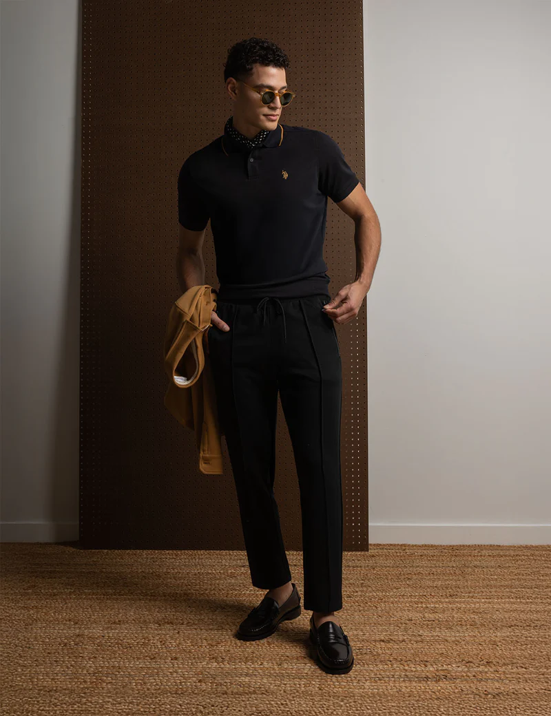 

Футболка-поло U.S. Polo Assn White Label Recycled Poly Pique, черный