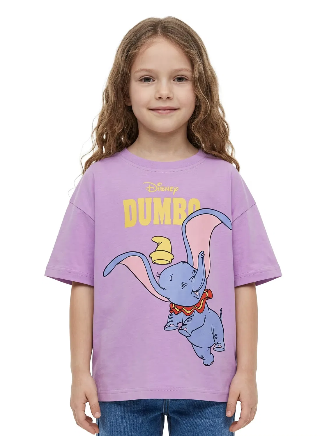 Футболка оверсайз с принтом Dumbo Disney, фиолетовый