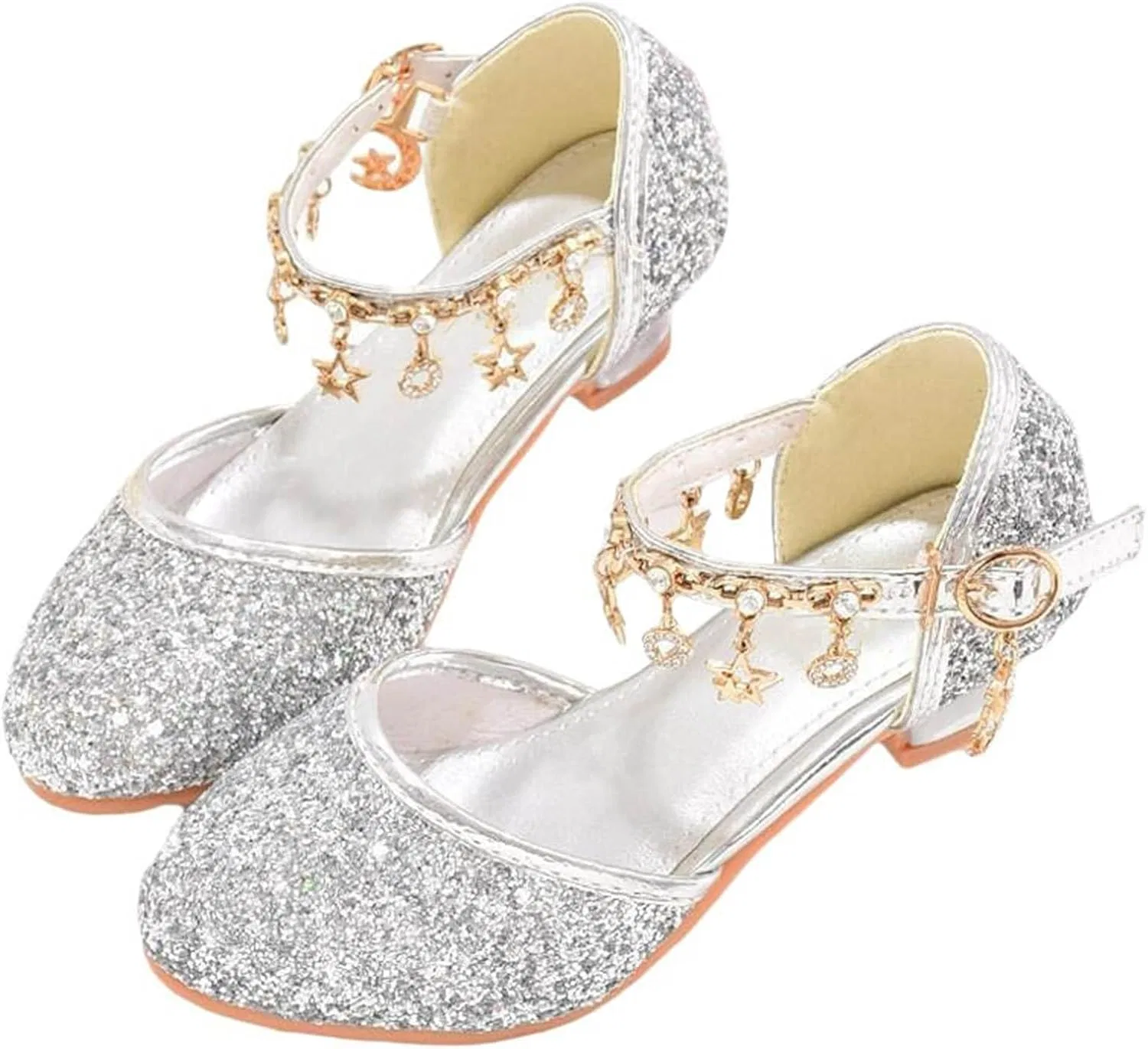 Детские туфли для девочек с блестками и стразами Mary Jane SHOPESSA, Silver
