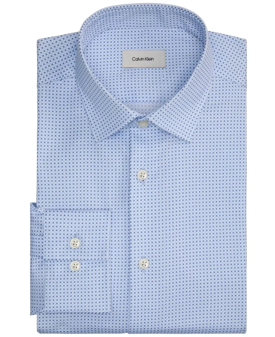 Рубашка Calvin Klein с воротником-стойкой, Slim Fit, Хлопок, Blue Multi