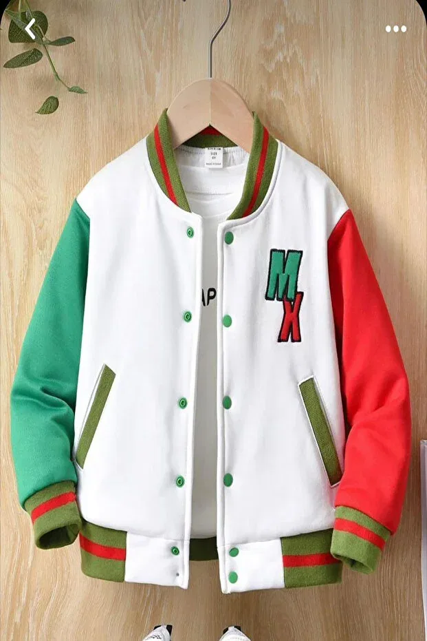 Детская куртка для девочек с длинным рукавом Three-Thread pocket college jackets My Kids Wear, White — фото 2