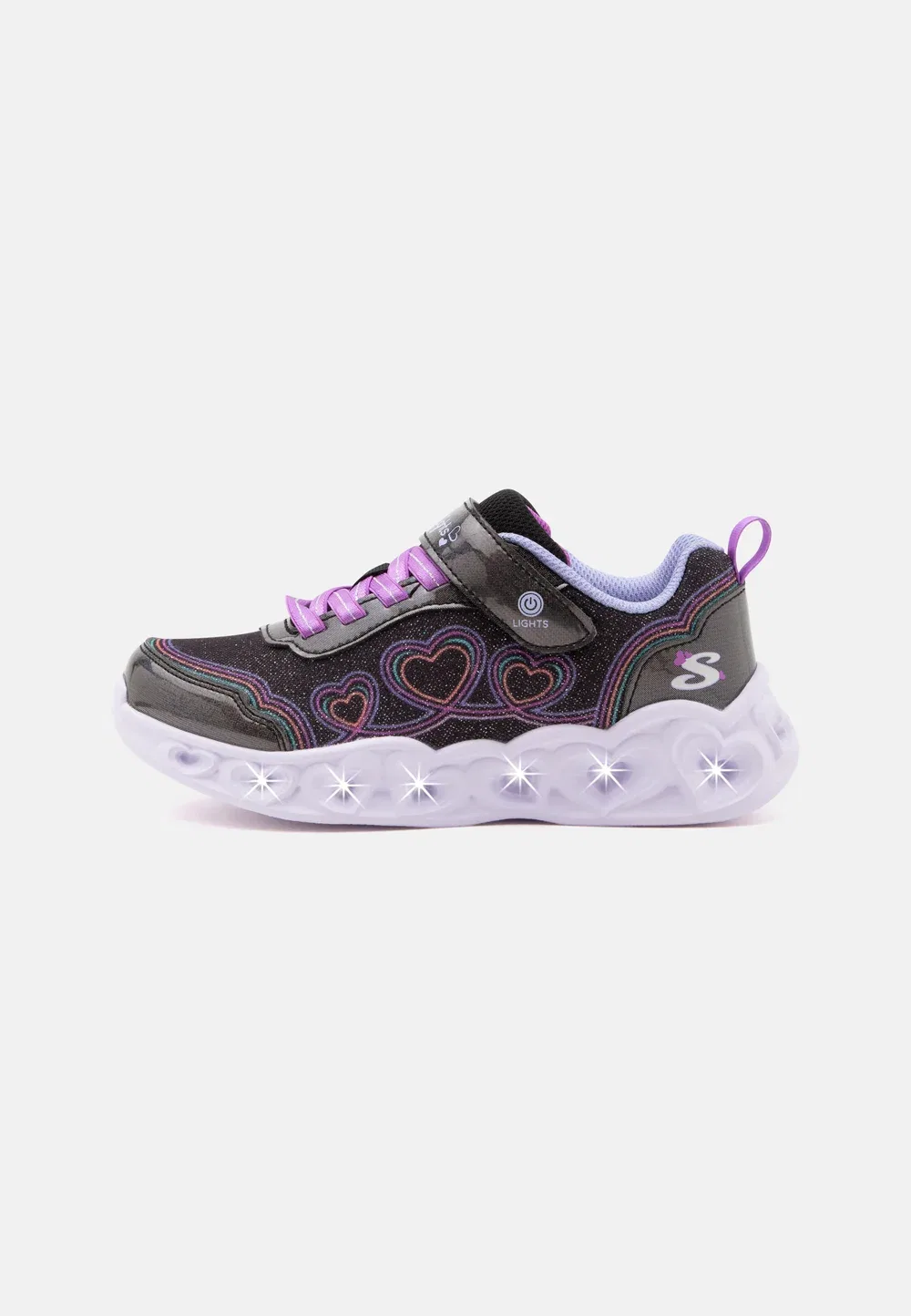 Светящиеся сердечки - кроссовки Skechers, Black/Multi-Coloured