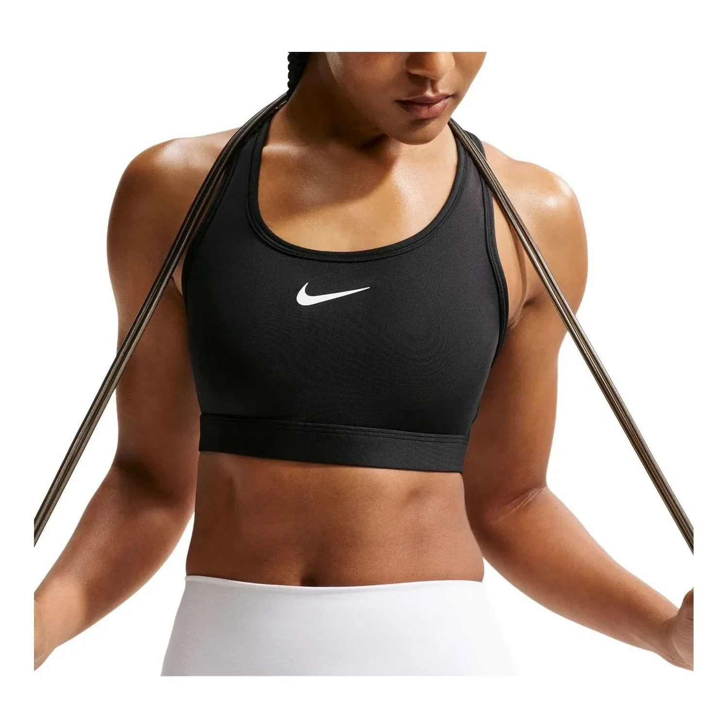 Бюстгальтер Swoosh Medium-Support Padded Sports Bra 'Black White' Nike, Black/White