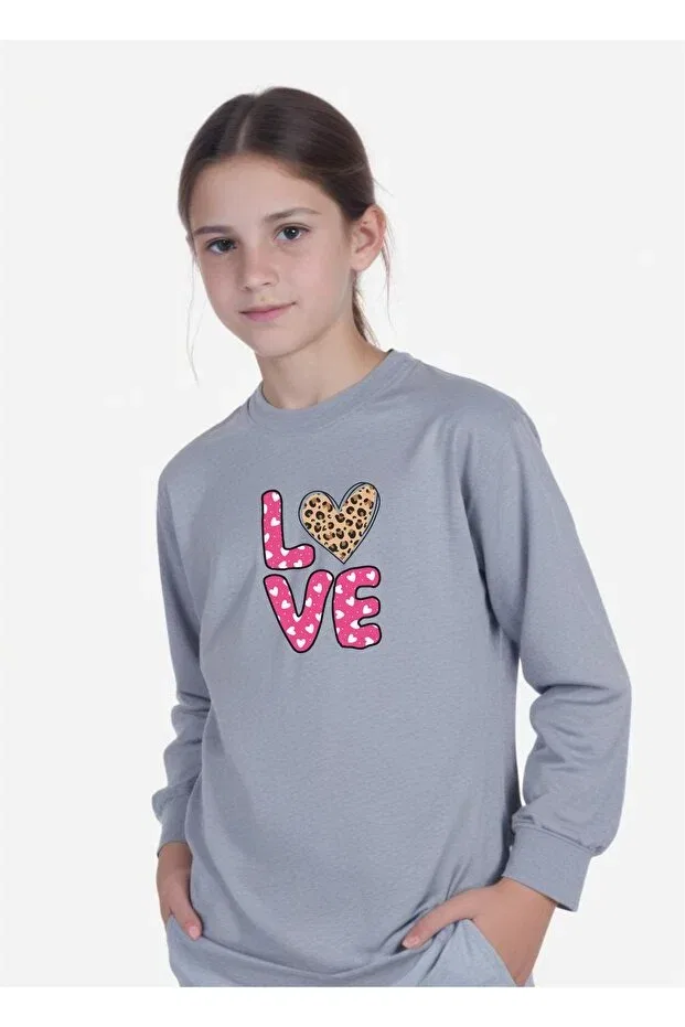 Детское для девочек свитшот с принтом Love Ya Ko Kids, Gray