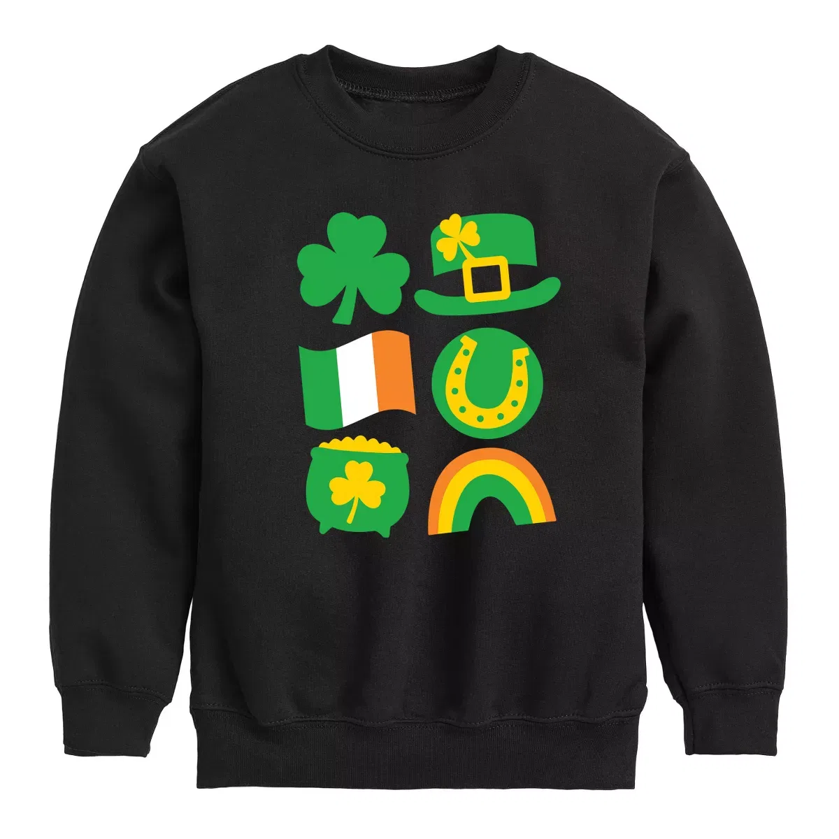 Детское худи с принтом St. Patrick's Day Icon Instant Message, Black