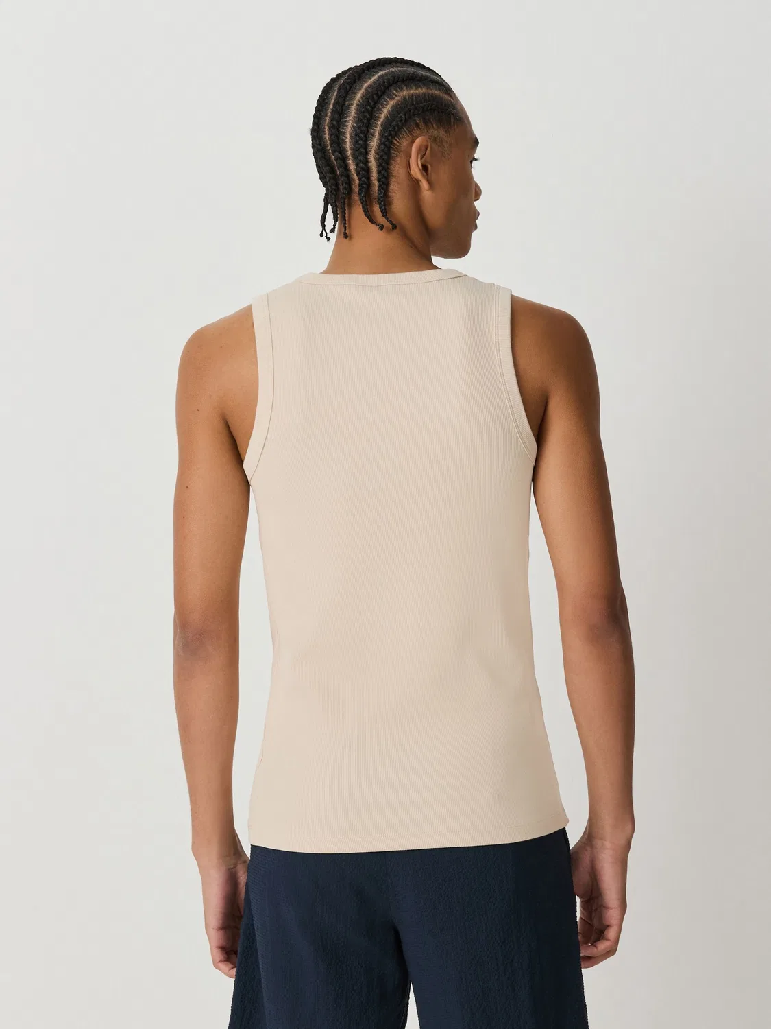 Майка Slim Fit Ribbed, модель Natural Next, натуральный — фото 3