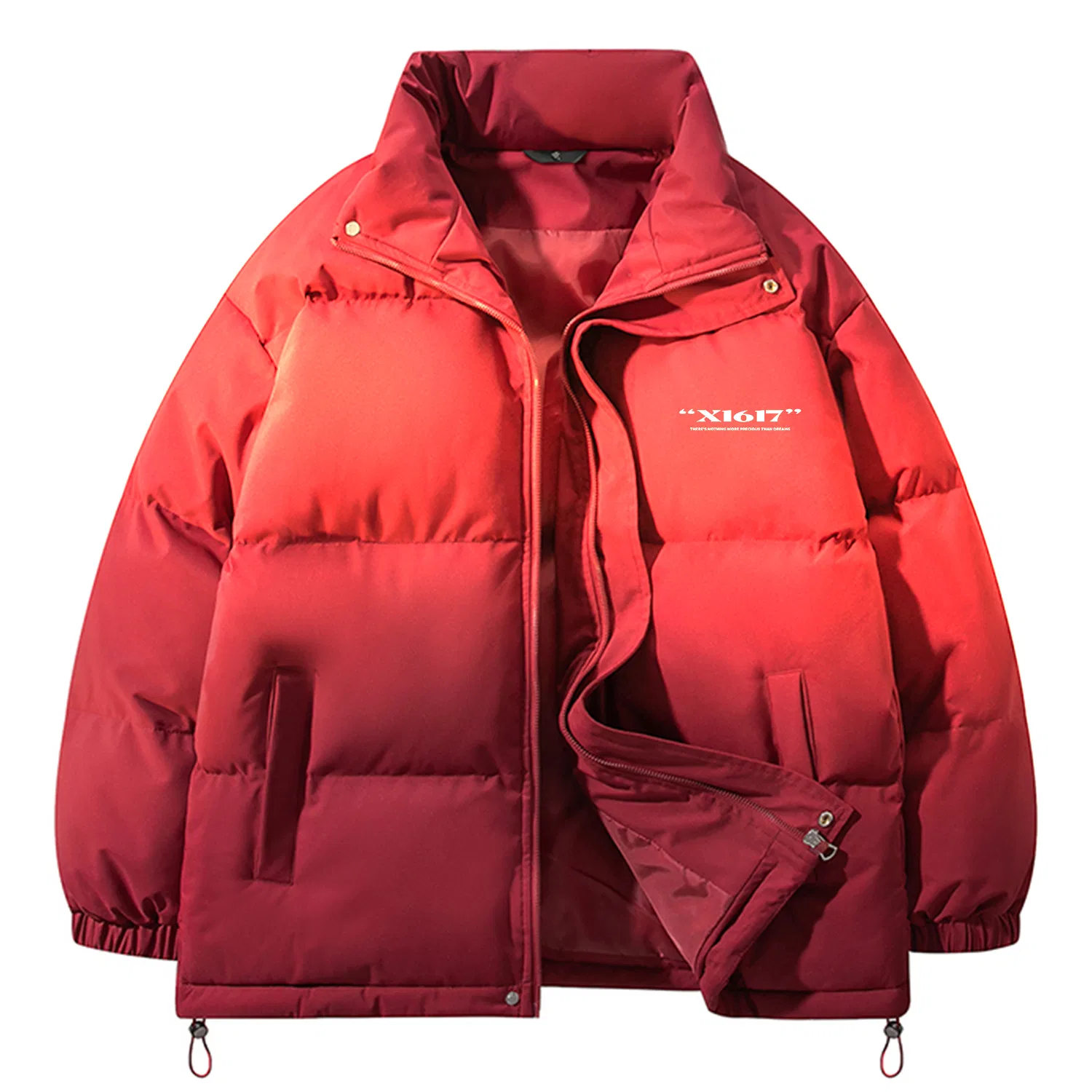 Детский пуховик с принтом X1617, China Red Puffer Jacket with Print
