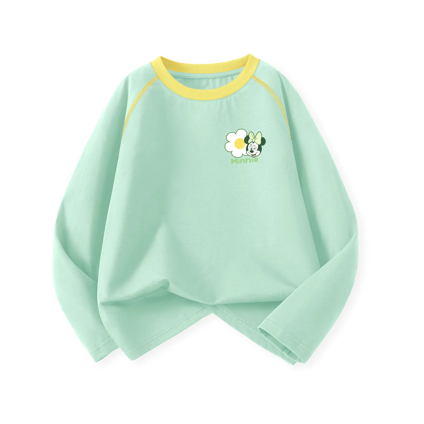 Детская футболка с принтом Disney Kids T Shirts Crew Neck Thin Stretch, Di Floral K Spring Sprout Green