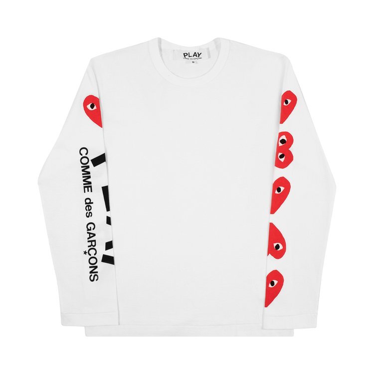 Футболка Comme des Garçons PLAY Five Heart Logo Long-Sleeve T-Shirt 'White', белый — фото 2