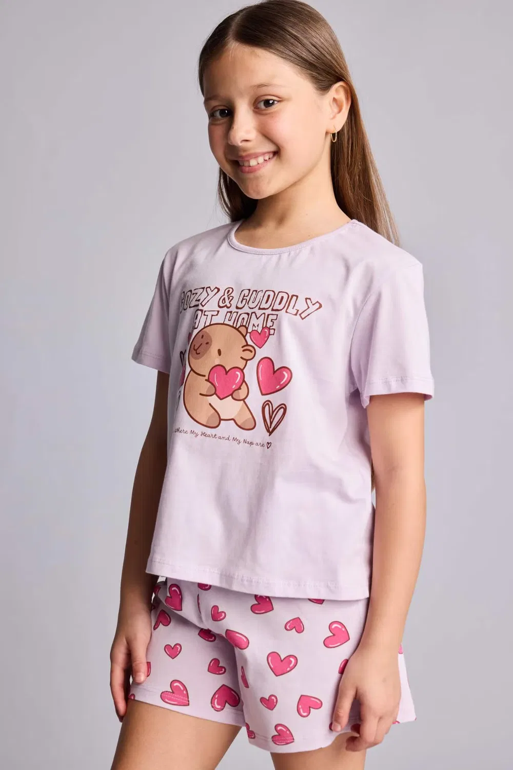 Комплект пижам с принтом 2 piece regular fit knitted pyjamas Defacto, розовый — фото 3