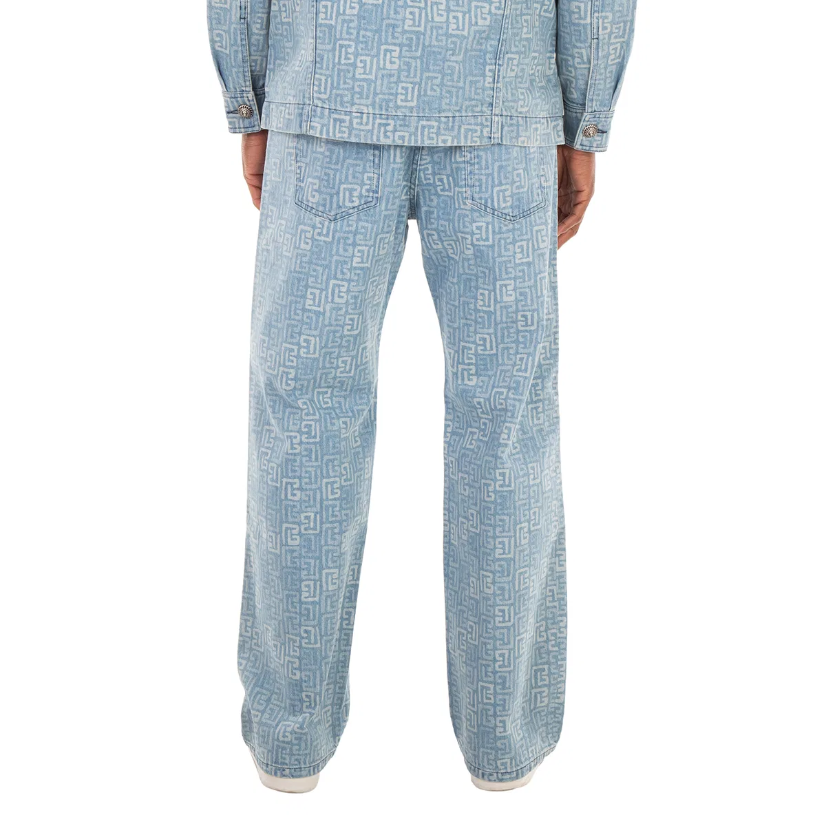 Джинсы Balmain 4G Monogram Cotton Denim Jeans, Bleu Jean — фото 4