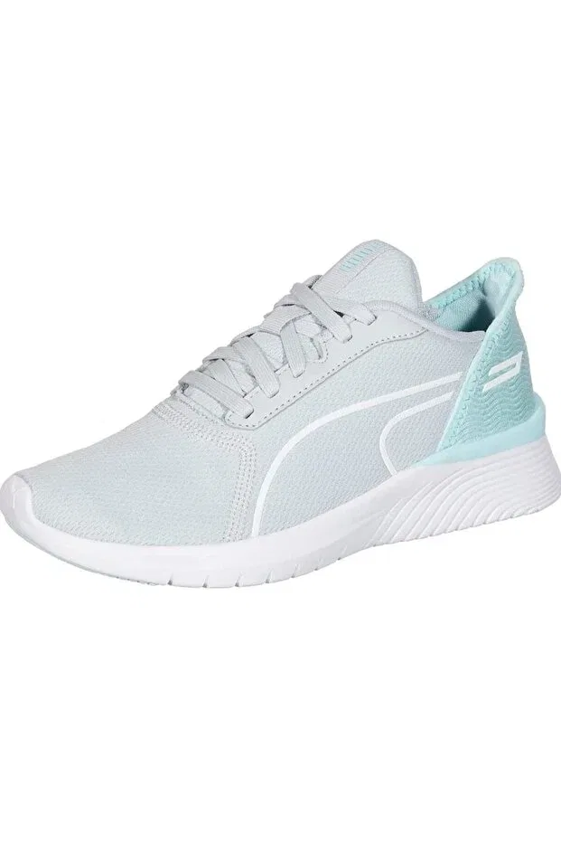 Детские кроссовки для девочек с вышивкой Puma, Platinum Gray-Light Aqua-Puma White