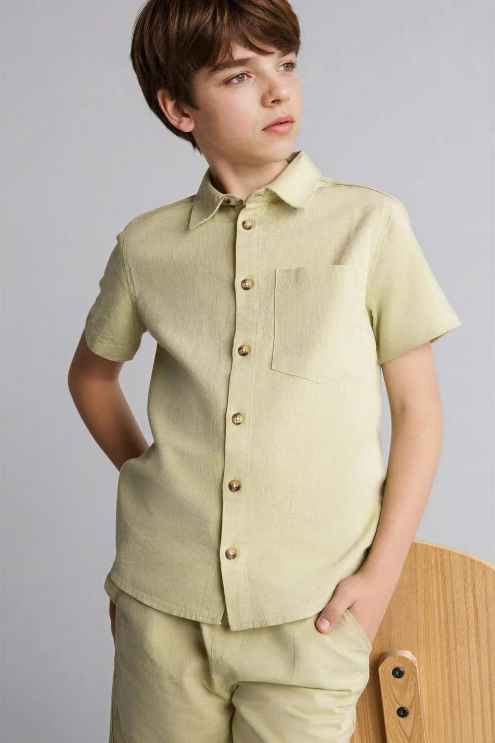 Рубашка с коротким рукавом оверсайз Boy oversize fit short sleeve shirt Defacto, зеленый