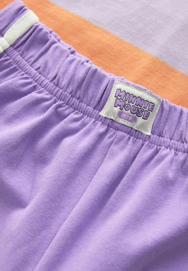 Комплект с коротким рукавом и шортами с принтом Minnie Mouse Regular Fit Next, оранжево-фиолетовый в полоску — фото 3