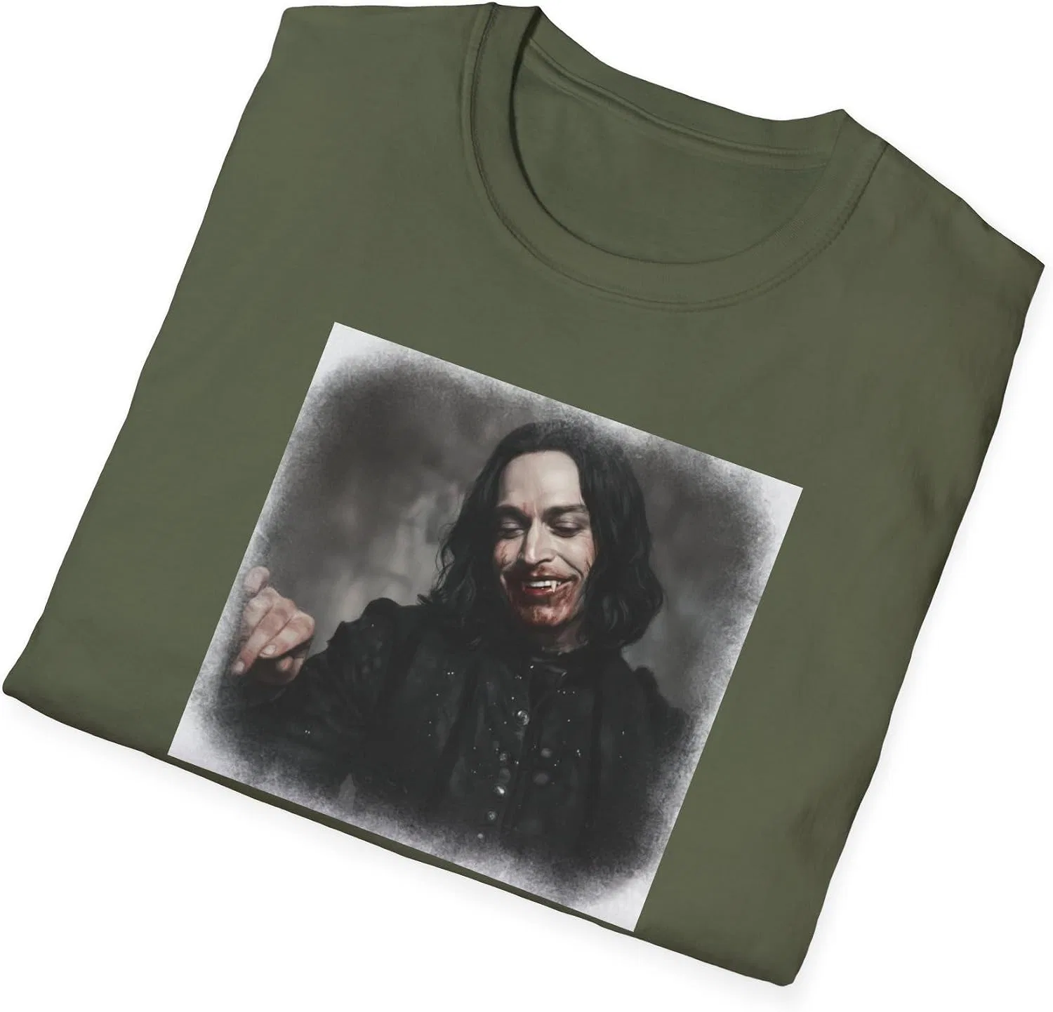 Мужская футболка с принтом Dracula A Love Tale Gildan 64000, Military Green — фото 4