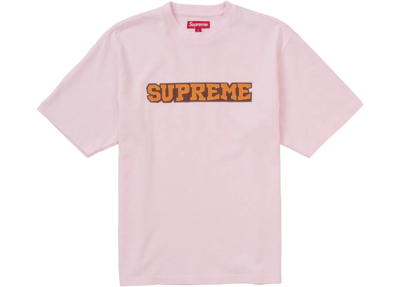 Мужская футболка с сатиновой аппликацией Supreme, Light Pink