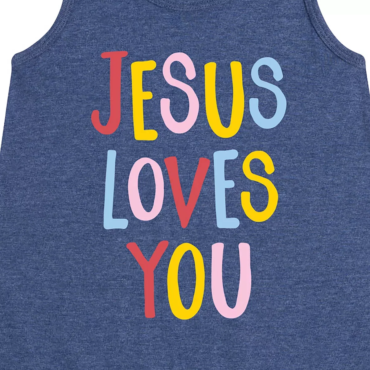 Детское платье-трапеция без рукавов с принтом Jesus Loves You Instant Message, Heather Navy — фото 2