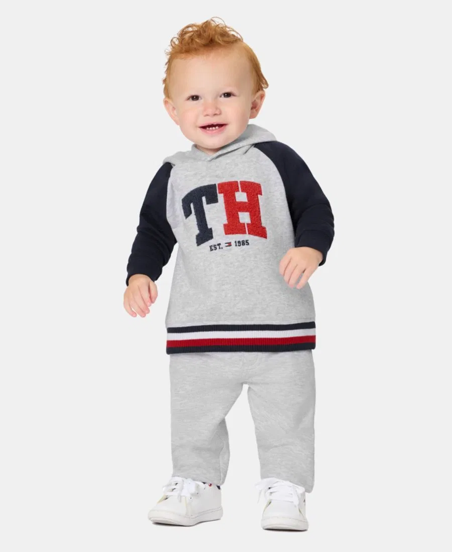 Комплект из худи и спортивных брюк с логотипом Tommy Hilfiger, Gray Heather/Navy