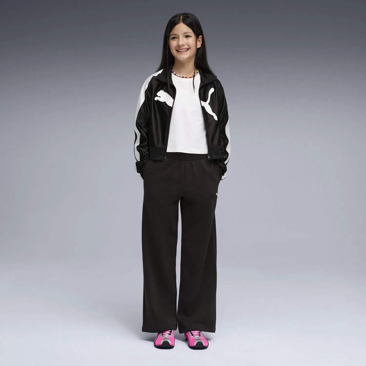 Детские брюки с широкой штаниной Essentials Puma, Schwarz Aschgrau — фото 4