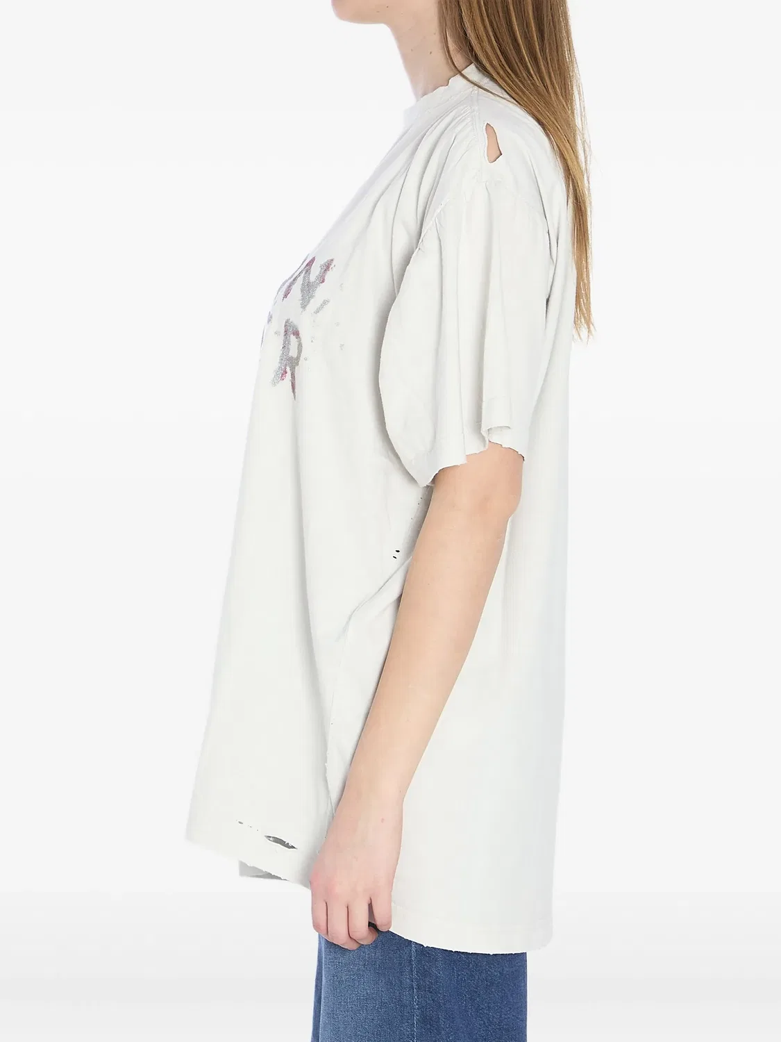 Измятая графическая футболка Balenciaga, светло-серый — фото 2